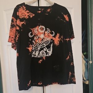 Black Tee with Orange Tie-Dye Graphic - XXL